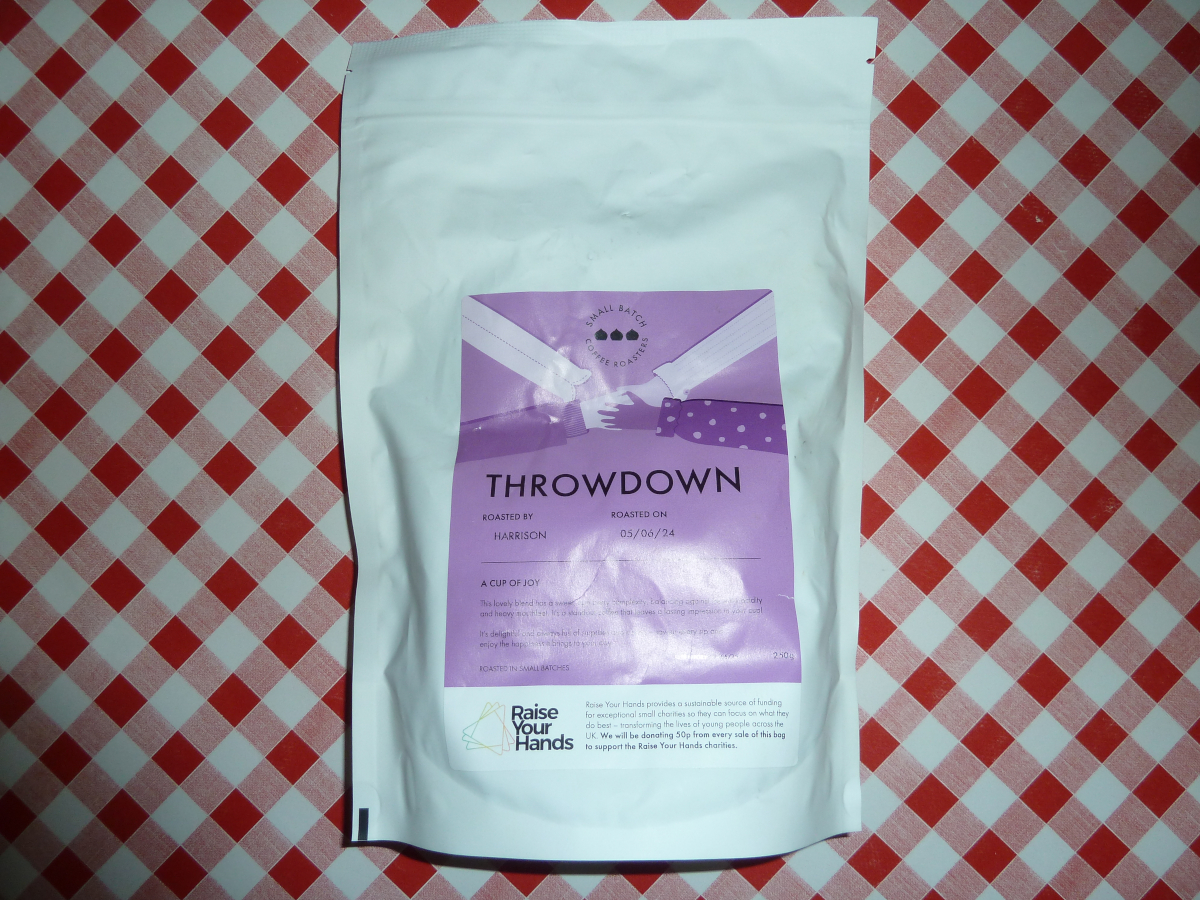 Photo of a 250g bag of Throwdown coffee by Small Batch Coffee Roasters